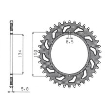 Зарідня зірочка sunstar 489 49 kawasaki kx/kxf `84-'20 (jtr460.49) (ланцюг 520) (48949jt)
