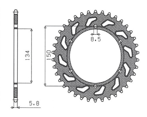 Зарідня зірочка sunstar 489 49 kawasaki kx/kxf `84-'20 (jtr460.49) (ланцюг 520) (48949jt)