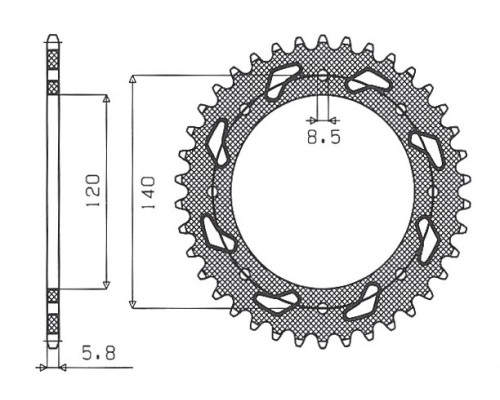 Зарідня зірочка sunstar 491 44 kawasaki kle 500 '91-07 (jtr487.44) (ланцюг 520) (49144jt)