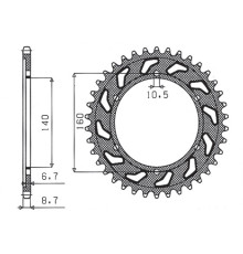 Задня зірочка sunstar 502 44 kawasaki gpx 750r, gpz 750/900/1100, zrx/zzr 1100 (jtr502.44) (ланцюг 530) (50244jt)