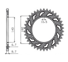 Задня зірочка sunstar 502 44 kawasaki gpx 750r, gpz 750/900/1100, zrx/zzr 1100 (jtr502.44) (ланцюг 530) (50244jt)