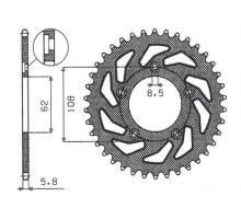 Задня зірочка sunstar 714 39 aprilia rs 125 '93-'05 (jtr701.39) (ланцюг 520) (71439jt)