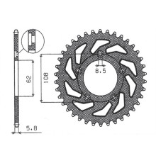 Задня зірочка sunstar 714 43 aprilia rs 125 '93-'05 (jtr701.43)* (ланцюг 520) (71443jt)