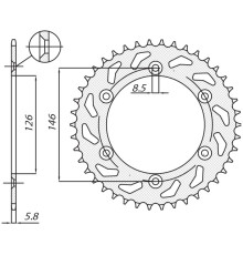 Зарідня зірочка sunstar 808 44 suzuki rm/rmz (jtr808.44) (ланцюг 520) (80844jt)