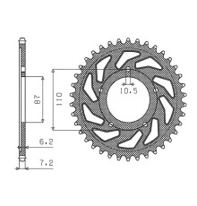 Зарінка задня sunstar 828 44 suzuki sv 650 99-13 (jtr807.44) (ланцюг 525) (82844jt)