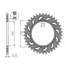 Задня зірочка sunstar 856 48 yamaha tt600 r '98-'03, tt600s '93-'95 (jtr853.48) (ланцюг 520) (85648jt)