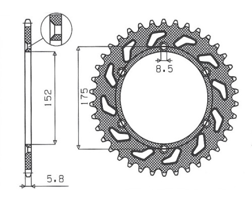 Задня зірочка sunstar 856 48 yamaha tt600 r '98-'03, tt600s '93-'95 (jtr853.48) (ланцюг 520) (85648jt)