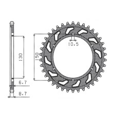 Задня зірочка sunstar 860 47 yamaha yzf 600r thunder cat (96-03), yzf 1000 thunder ace, fzr 1000 (jtr859.47) (ланцюг 530) (86047jt)