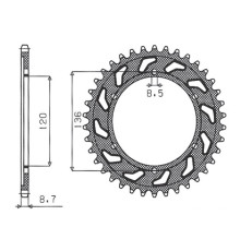 Зарідня зірочка sunstar 864 44 yamaha xj 600 h,n 84-91, yx 600 radian 86-87 (jtr862.44) (ланцюг 530) (86444jt)