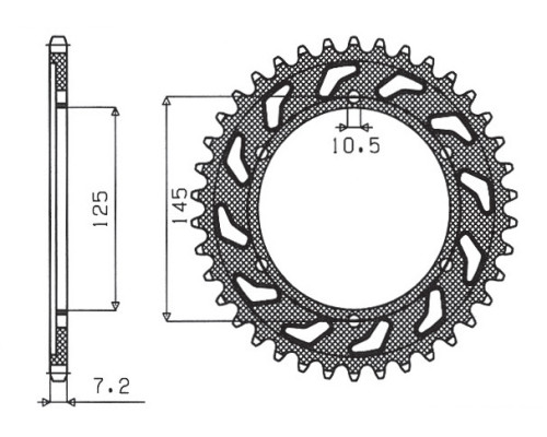 Задня зірочка sunstar 869 44 yamaha tdm 850 (91-95) (3vd) (jtr867.44) (ланцюг 525) (86944jt)
