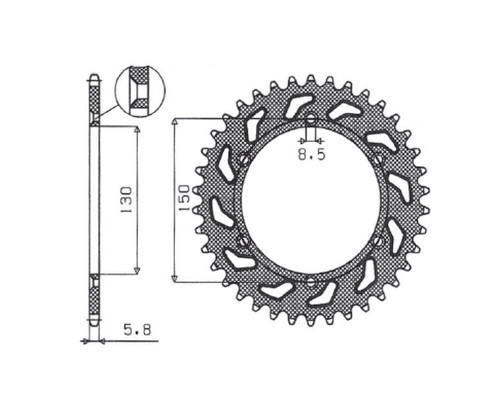 Задня алюмінієва зірочка sunstar (ergal) 270 48 yamaha yz/yzf/wrf '99-'24 (jtr251.48) (ланцюг 520) (27048jt) чорний