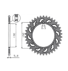 Задня алюмінієва зірочка sunstar (ergal) 270 51 yamaha yz/yzf/wrf '99-'24 (jtr251.51) (ланцюг 520) (27051jt) чорний