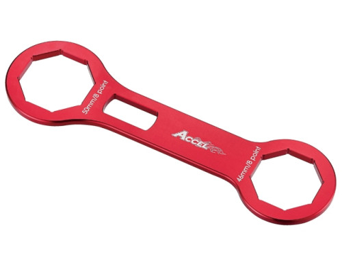 Сервісний ключ для передньої підвіски accel showa 47/48mm, 47/48 sff для відкручування верхньої восьмигранної гайки 50mm (honda, kawasaki, suzuki) чорний (fcw01) (fcw-01)