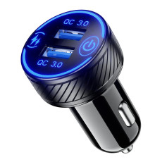Універсальний зарядний пристрій biketec dual usb qc 3.0 - швидка зарядка 36 вт для розетки прикурювача