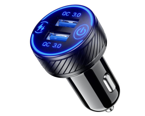 Універсальний зарядний пристрій biketec dual usb qc 3.0 - швидка зарядка 36 вт для розетки прикурювача