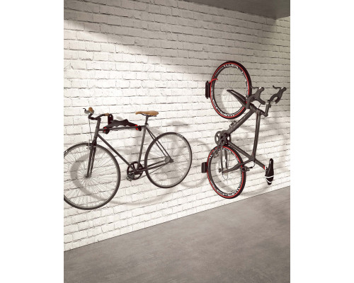 Настінна стоянка для велосипедів biketec, чорна сталь з порошковим покриттям, червоний пластик