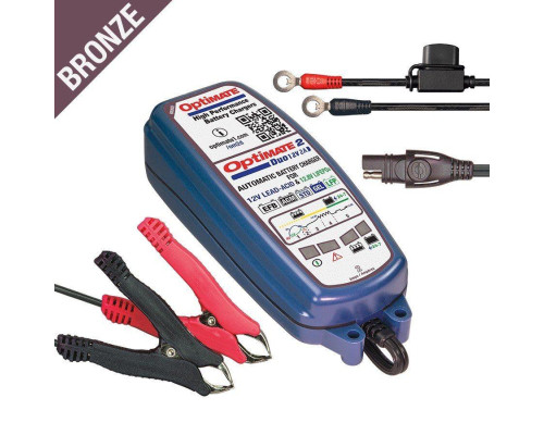 Optimate зарядний пристрій optimate 2 duo 12v 2a 6-96ah agm / gel / std 6-96ah, літій (lifepo4) 12.8v 2a 2-24ah, sae (el) - замінює tm420