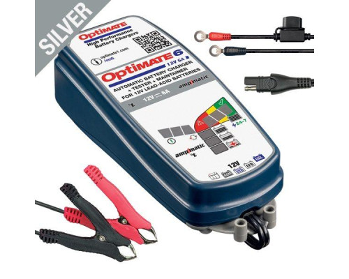 Optimate зарядний пристрій optimate 6 ampmatic 12v 6a, 3-144ah, agm / gel / std, sae (el) - замінює tm180sae