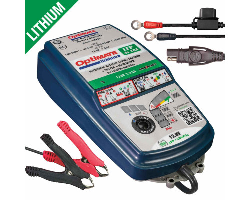 Зарядний пристрій optimate optimate lithium 4s 12.8v / 13.2v, 10a, 3-120ah, lifepo4 / lfp, sae (el)