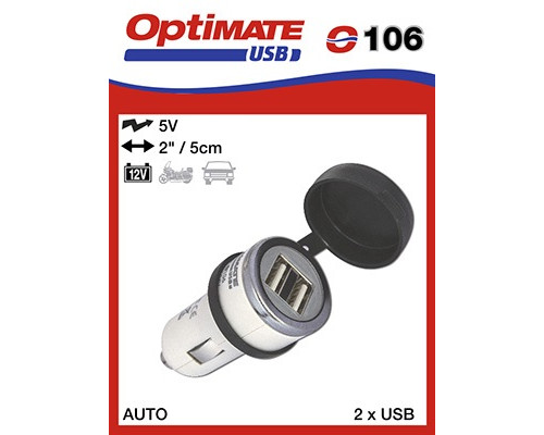 Зарядний пристрій від прикурювача optimate dual usb 3300ma (el)