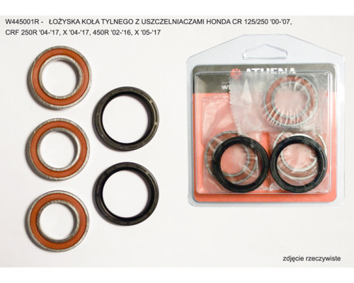 Підшипники задніх коліс athena з сальниками honda cr 125/250 '00-'07, crf 250r '04-'20, x '04-'20, 450r '02-'20, x '05-'17