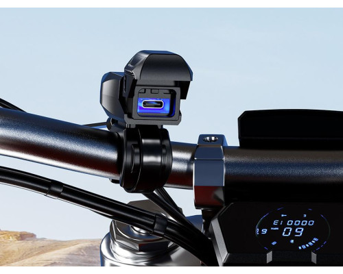 Biketec Gniazdo USB Quick Charge Power Delivery для мотоцикла SAE на кермо Чорний