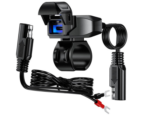 Biketec Gniazdo USB Quick Charge Power Delivery для мотоцикла SAE на кермо Чорний