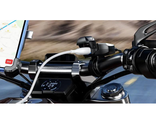 Biketec Gniazdo USB Quick Charge Power Delivery для мотоцикла SAE на кермо Чорний