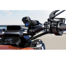 Biketec Gniazdo USB Quick Charge Power Delivery для мотоцикла SAE на кермо Чорний