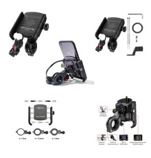 Biketec R9-Metal тримач для мотоцикла з USB зарядкою 3.0 для телефону чорний
