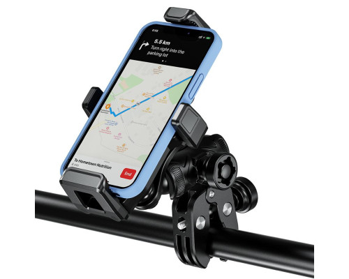Biketec R18 тримач для телефону антивібраційний для мотоцикла на кермо чорний