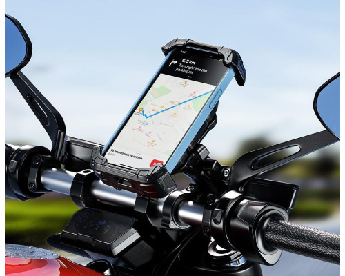 Biketec R22 тримач для телефону антивібраційний швидке кріплення на кермо чорний