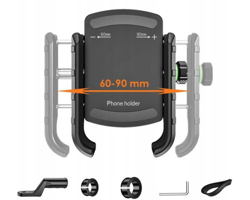 Biketec R9-Metal тримач для телефону на мотоцикл металевий на кермо або дзеркало чорний