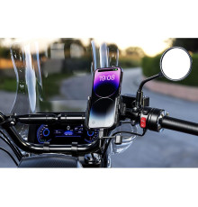 Biketec R9-Clip-PD тримач для телефону з зарядкою USB 3.0 Power Delivery на кермо або дзеркало чорний
