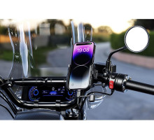 Biketec R9-Clip-PD тримач для телефону з зарядкою USB 3.0 Power Delivery на кермо або дзеркало чорний