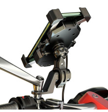 Biketec R13W тримач для мотоцикла з бездротовою зарядкою USB QC чорний
