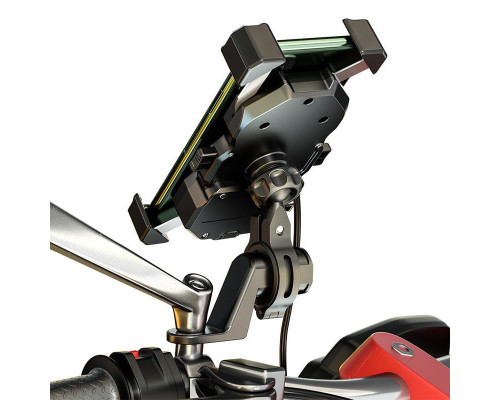 Biketec R13W тримач для мотоцикла з бездротовою зарядкою USB QC чорний