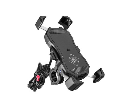Biketec R13W тримач для мотоцикла з бездротовою зарядкою USB QC чорний
