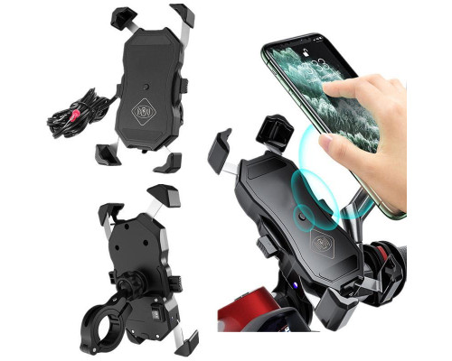 Biketec R13W тримач для мотоцикла з бездротовою зарядкою USB QC чорний
