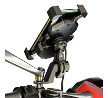 Biketec R13W тримач для мотоцикла з бездротовою зарядкою USB QC чорний