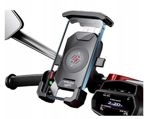 Biketec R15W-PD тримач для мотоцикла з індукційною зарядкою для телефону чорний