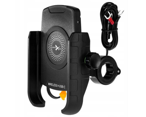 Biketec R9W-PD тримач для мотоцикла з індукційною зарядкою USB-C Quick Charge металевий чорний