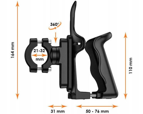 Biketec UBH1 тримач для пляшки/термоса для мотоцикла, скутера, велосипеда чорний