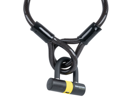 Oxford Linka Loop Lock Замок Сталевий з Ключем Довжина 2м x 15мм Чорний