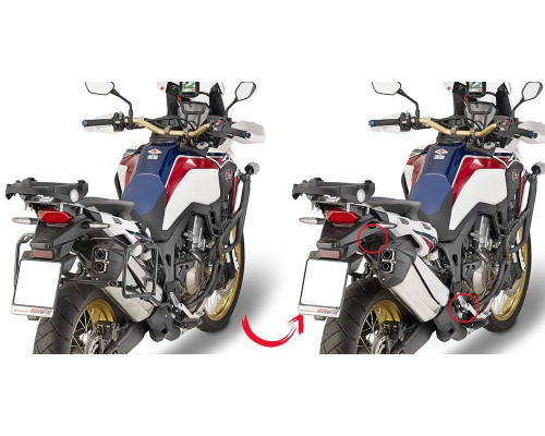 Givi, Стелаж Бічні футляри Monokey, Кофри, HONDA CRF1000L Africa Twin, 2016-2017, Чорний