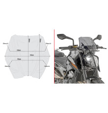 Givi скло димчасте для KTM Duke 790 (2018-2020), 25x31 см