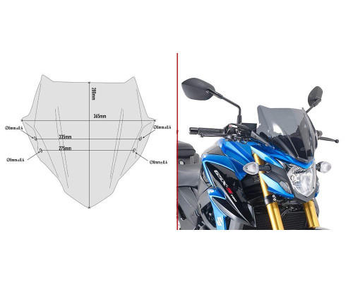 Givi скло Вітрове скло Димчасте 28x36,5 см Suzuki GSX S750 2017