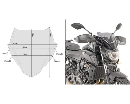 Givi MT-07 Вітрове скло димчасте 28x36,5 см 2018-2020