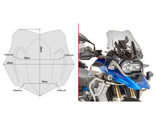 Givi скло димчасте вітрове скло 35x45 см для BMW R 1200/1250 GS/Adventure