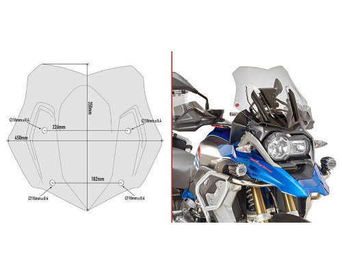 Givi скло димчасте вітрове скло 35x45 см для BMW R 1200/1250 GS/Adventure